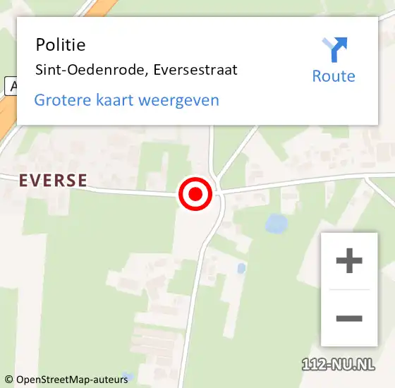 Locatie op kaart van de 112 melding: Politie Sint-Oedenrode, Eversestraat op 11 maart 2021 16:30