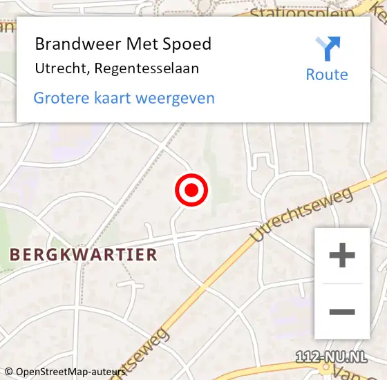 Locatie op kaart van de 112 melding: Brandweer Met Spoed Naar Utrecht, Regentesselaan op 11 maart 2021 19:04