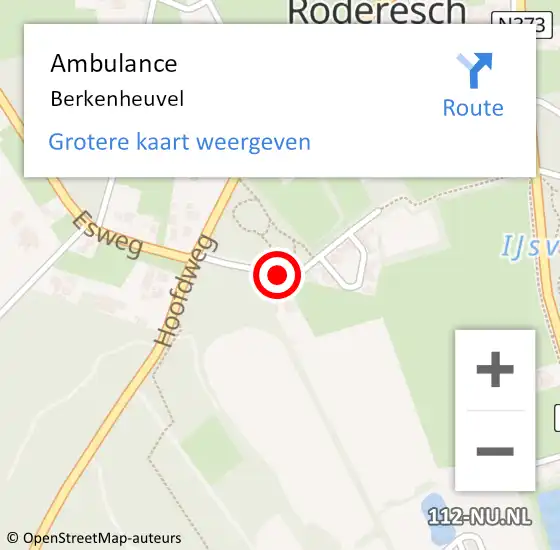 Locatie op kaart van de 112 melding: Ambulance Berkenheuvel op 4 juni 2014 14:47