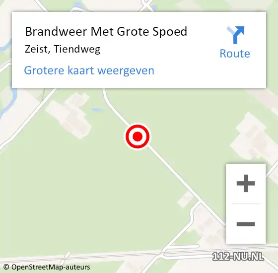 Locatie op kaart van de 112 melding: Brandweer Met Grote Spoed Naar Zeist, Tiendweg op 11 maart 2021 20:41