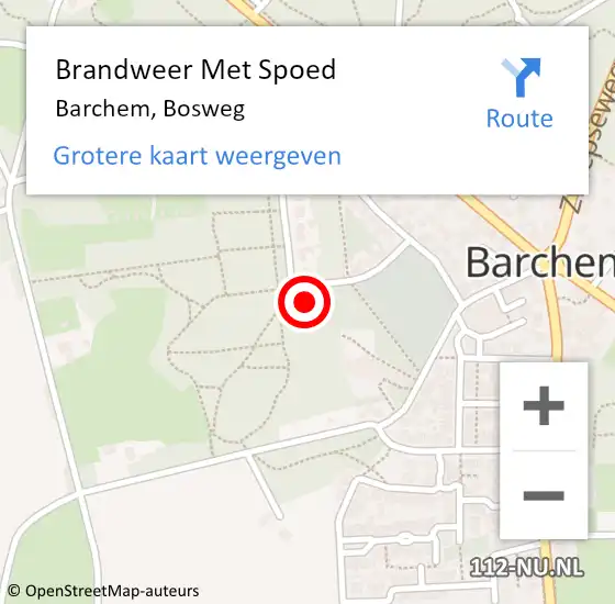 Locatie op kaart van de 112 melding: Brandweer Met Spoed Naar Barchem, Bosweg op 4 juni 2014 14:56