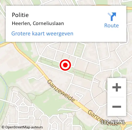 Locatie op kaart van de 112 melding: Politie Heerlen, Corneliuslaan op 11 maart 2021 21:55