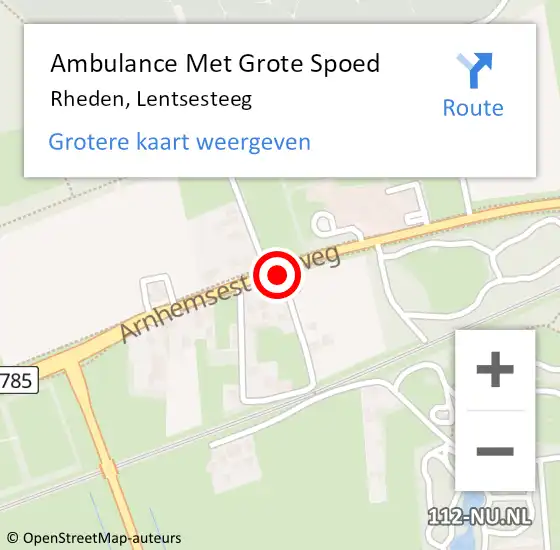 Locatie op kaart van de 112 melding: Ambulance Met Grote Spoed Naar Rheden, Lentsesteeg op 11 maart 2021 22:51