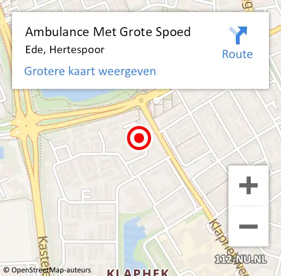 Locatie op kaart van de 112 melding: Ambulance Met Grote Spoed Naar Ede, Hertespoor op 12 maart 2021 06:54