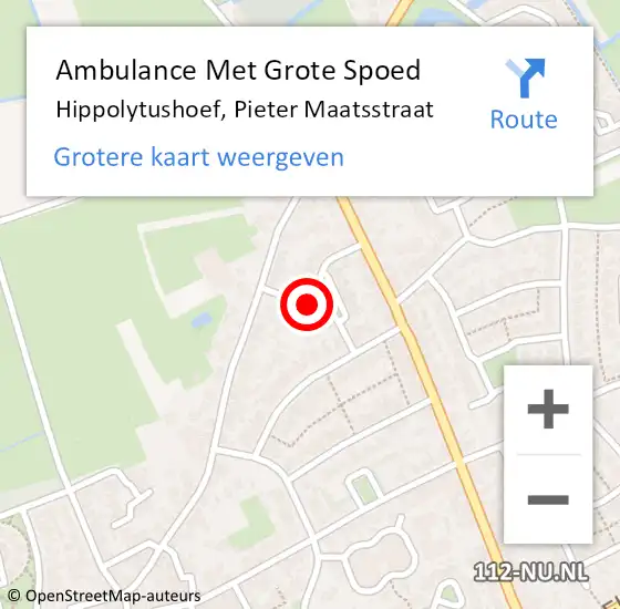 Locatie op kaart van de 112 melding: Ambulance Met Grote Spoed Naar Hippolytushoef, Pieter Maatsstraat op 12 maart 2021 06:59