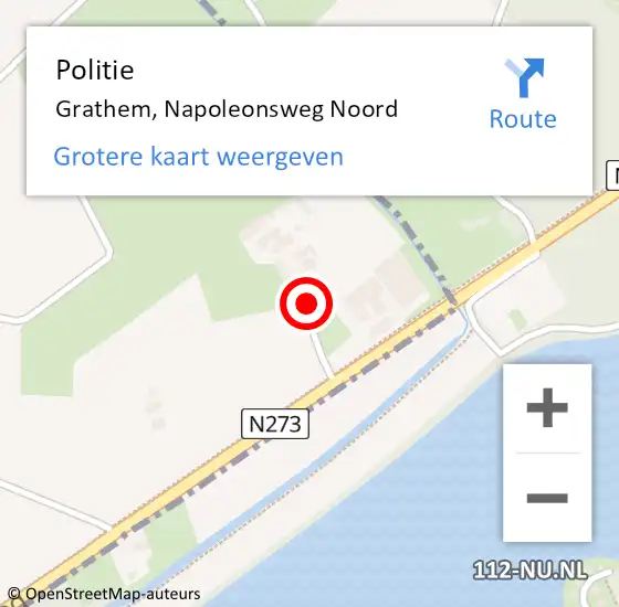 Locatie op kaart van de 112 melding: Politie Grathem, Napoleonsweg Noord op 12 maart 2021 08:41