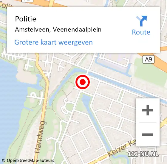 Locatie op kaart van de 112 melding: Politie Amstelveen, Veenendaalplein op 4 juni 2014 15:42