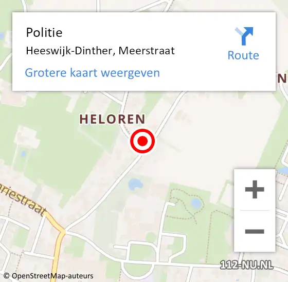 Locatie op kaart van de 112 melding: Politie Heeswijk-Dinther, Meerstraat op 4 juni 2014 15:44