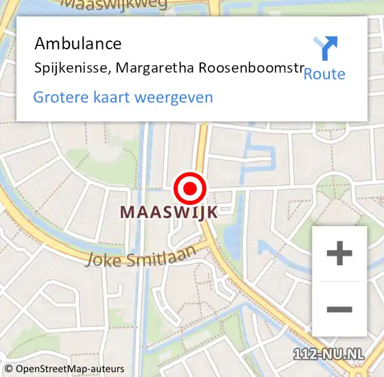 Locatie op kaart van de 112 melding: Ambulance Spijkenisse, Margaretha Roosenboomstr op 12 maart 2021 10:29