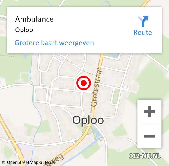 Locatie op kaart van de 112 melding: Ambulance Oploo op 12 maart 2021 11:22