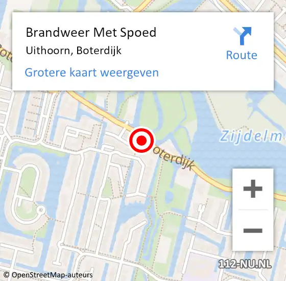 Locatie op kaart van de 112 melding: Brandweer Met Spoed Naar Uithoorn, Boterdijk op 12 maart 2021 13:12