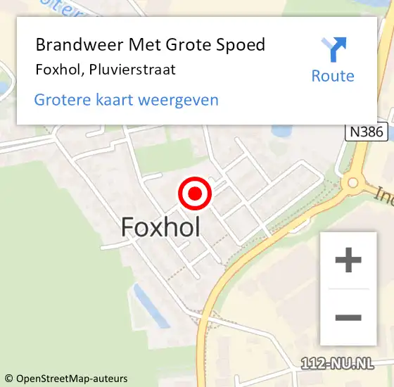 Locatie op kaart van de 112 melding: Brandweer Met Grote Spoed Naar Foxhol, Pluvierstraat op 12 maart 2021 13:15