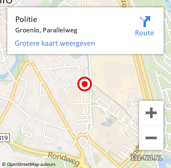 Locatie op kaart van de 112 melding: Politie Groenlo, Parallelweg op 12 maart 2021 15:22