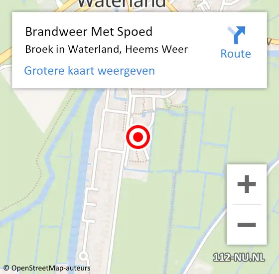 Locatie op kaart van de 112 melding: Brandweer Met Spoed Naar Broek in Waterland, Heems Weer op 12 maart 2021 15:31