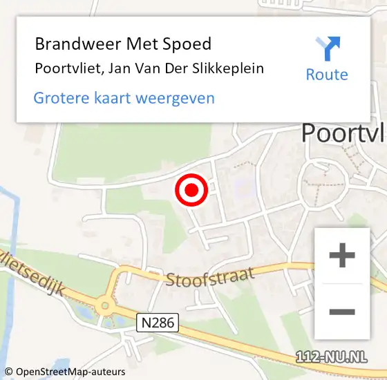 Locatie op kaart van de 112 melding: Brandweer Met Spoed Naar Poortvliet, Jan Van Der Slikkeplein op 12 maart 2021 15:59