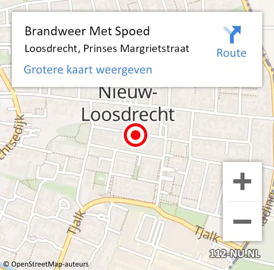 Locatie op kaart van de 112 melding: Brandweer Met Spoed Naar Loosdrecht, Prinses Margrietstraat op 12 maart 2021 17:34