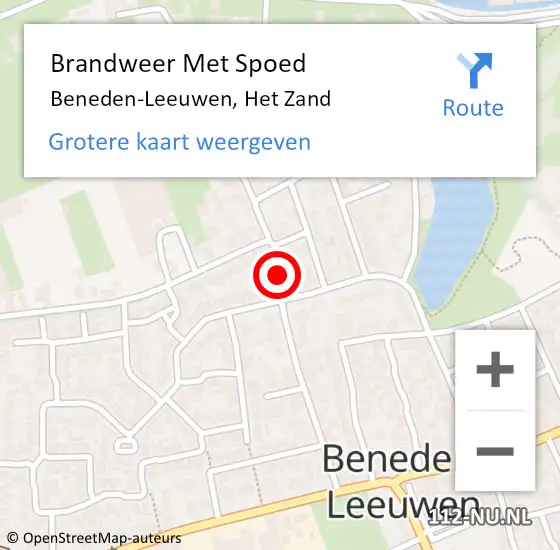 Locatie op kaart van de 112 melding: Brandweer Met Spoed Naar Beneden-Leeuwen, Het Zand op 12 maart 2021 17:49