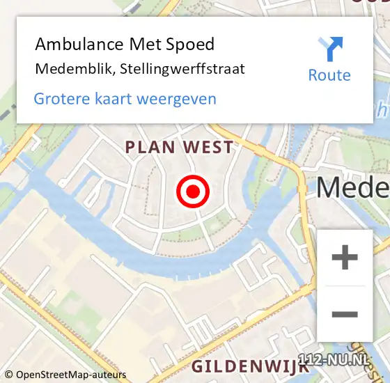 Locatie op kaart van de 112 melding: Ambulance Met Spoed Naar Medemblik, Stellingwerffstraat op 12 maart 2021 18:06