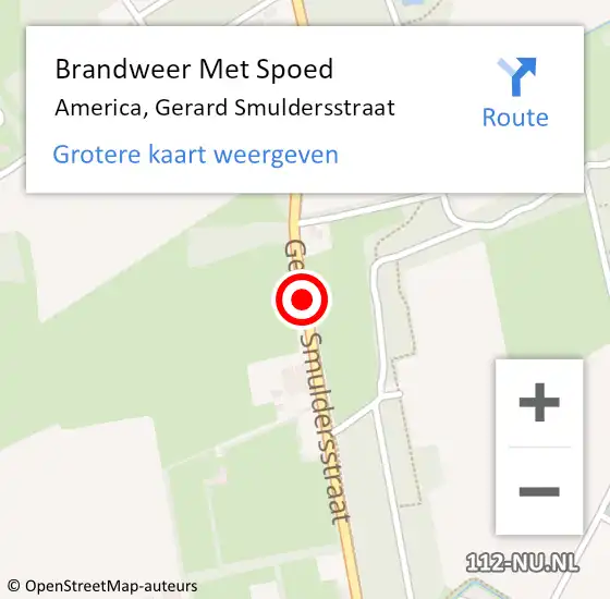 Locatie op kaart van de 112 melding: Brandweer Met Spoed Naar America, Gerard Smuldersstraat op 12 maart 2021 19:11