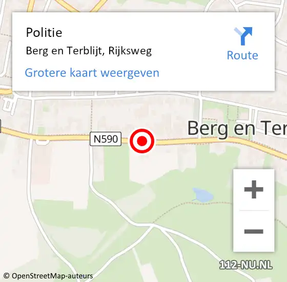 Locatie op kaart van de 112 melding: Politie Berg en Terblijt, Rijksweg op 12 maart 2021 19:56