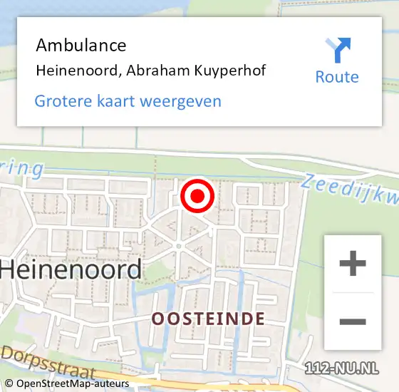 Locatie op kaart van de 112 melding: Ambulance Heinenoord, Abraham Kuyperhof op 12 maart 2021 20:29