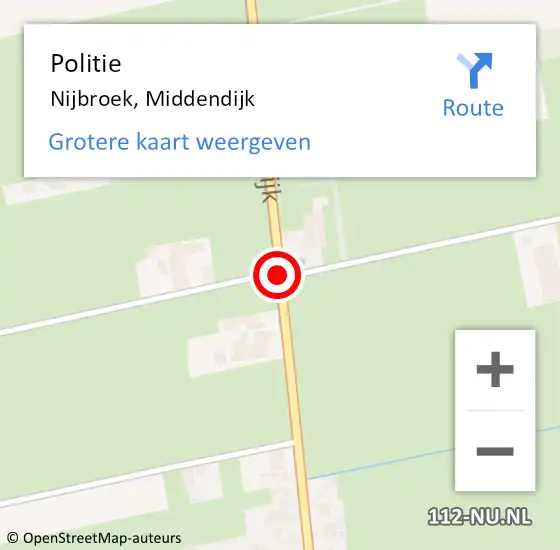 Locatie op kaart van de 112 melding: Politie Nijbroek, Middendijk op 12 maart 2021 20:57