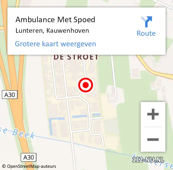 Locatie op kaart van de 112 melding: Ambulance Met Spoed Naar Lunteren, Kauwenhoven op 12 maart 2021 21:14