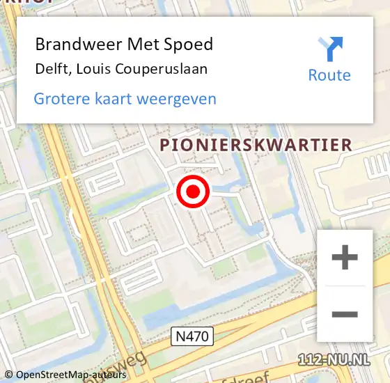 Locatie op kaart van de 112 melding: Brandweer Met Spoed Naar Delft, Louis Couperuslaan op 12 maart 2021 23:02