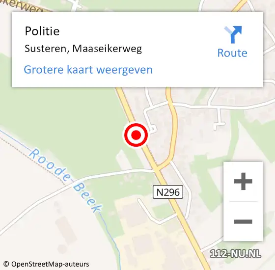 Locatie op kaart van de 112 melding: Politie Susteren, Maaseikerweg op 13 maart 2021 07:25