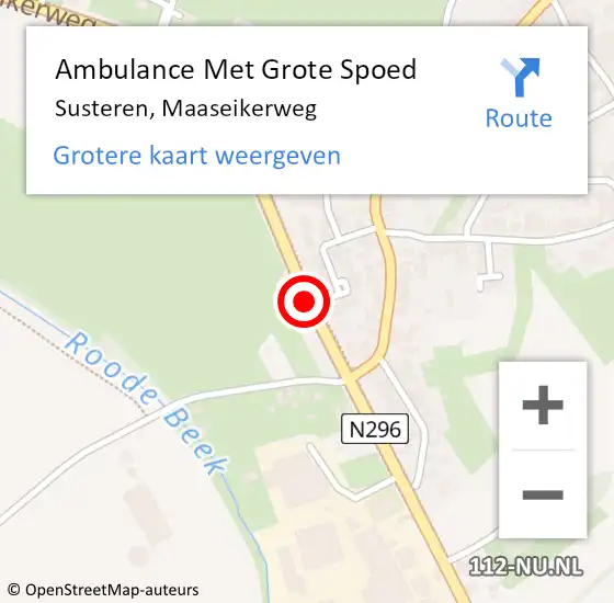 Locatie op kaart van de 112 melding: Ambulance Met Grote Spoed Naar Susteren, Maaseikerweg op 13 maart 2021 07:26