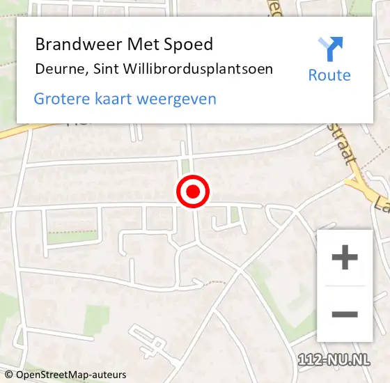 Locatie op kaart van de 112 melding: Brandweer Met Spoed Naar Deurne, Sint Willibrordusplantsoen op 13 maart 2021 07:44