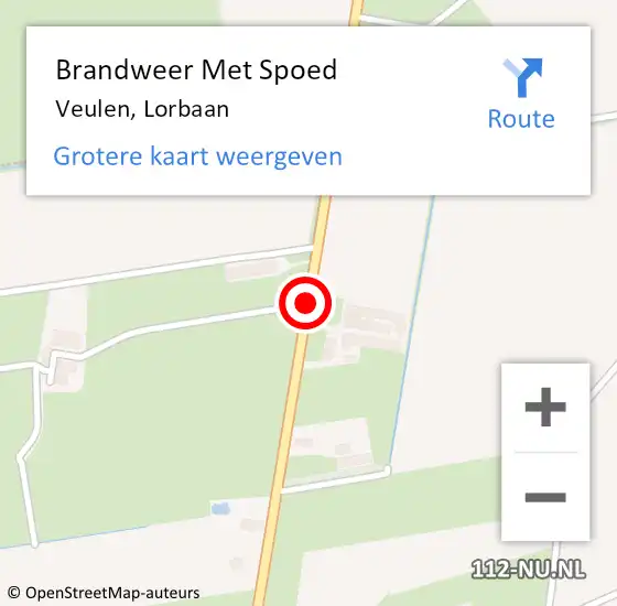 Locatie op kaart van de 112 melding: Brandweer Met Spoed Naar Veulen, Lorbaan op 13 maart 2021 07:45