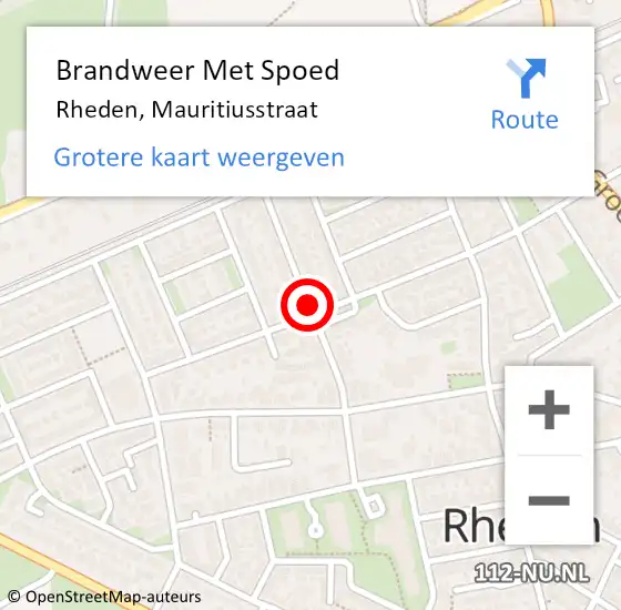 Locatie op kaart van de 112 melding: Brandweer Met Spoed Naar Rheden, Mauritiusstraat op 13 maart 2021 07:51