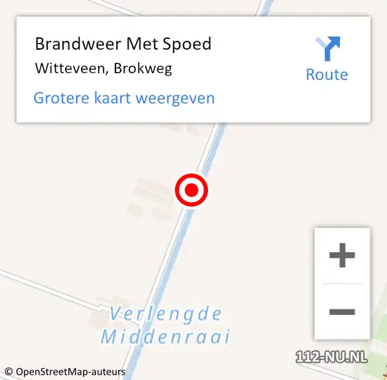 Locatie op kaart van de 112 melding: Brandweer Met Spoed Naar Witteveen, Brokweg op 13 maart 2021 08:05