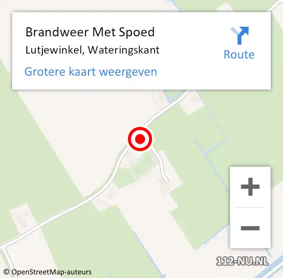 Locatie op kaart van de 112 melding: Brandweer Met Spoed Naar Lutjewinkel, Wateringskant op 4 oktober 2013 03:44