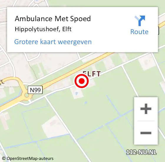 Locatie op kaart van de 112 melding: Ambulance Met Spoed Naar Hippolytushoef, Elft op 13 maart 2021 08:35