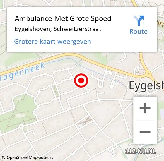 Locatie op kaart van de 112 melding: Ambulance Met Grote Spoed Naar Eygelshoven, Schweitzerstraat op 4 juni 2014 17:19