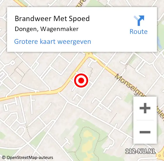 Locatie op kaart van de 112 melding: Brandweer Met Spoed Naar Dongen, Wagenmaker op 13 maart 2021 08:51