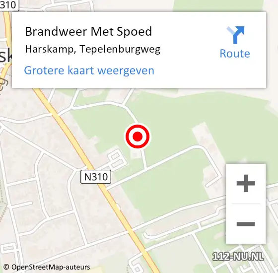 Locatie op kaart van de 112 melding: Brandweer Met Spoed Naar Harskamp, Tepelenburgweg op 13 maart 2021 09:14