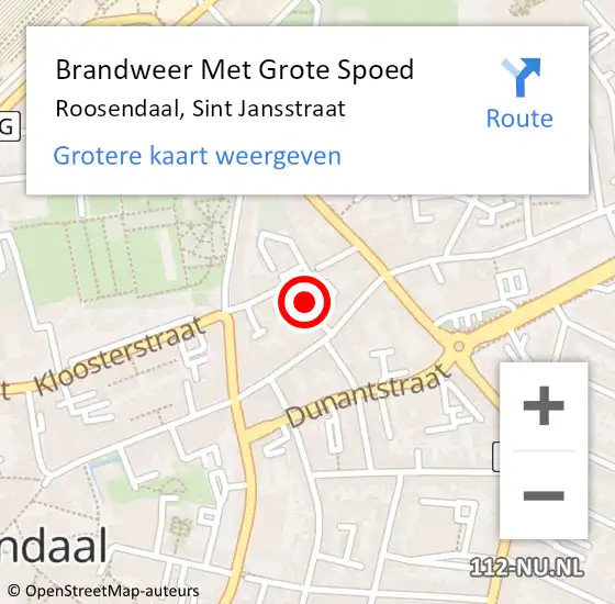 Locatie op kaart van de 112 melding: Brandweer Met Grote Spoed Naar Roosendaal, Sint Jansstraat op 13 maart 2021 09:33