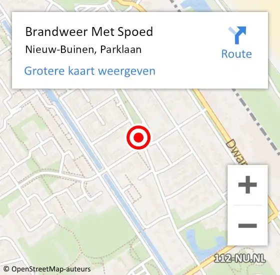 Locatie op kaart van de 112 melding: Brandweer Met Spoed Naar Nieuw-Buinen, Parklaan op 13 maart 2021 09:45