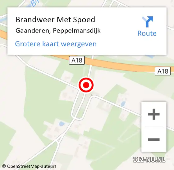 Locatie op kaart van de 112 melding: Brandweer Met Spoed Naar Gaanderen, Peppelmansdijk op 13 maart 2021 10:39