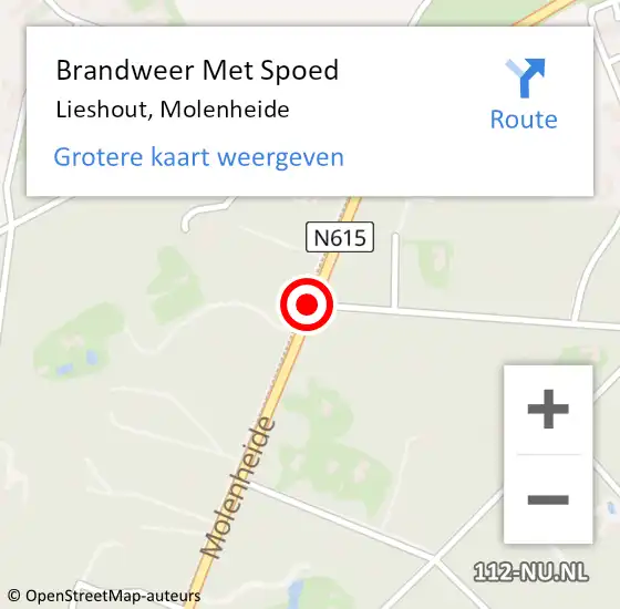 Locatie op kaart van de 112 melding: Brandweer Met Spoed Naar Lieshout, Molenheide op 13 maart 2021 10:51