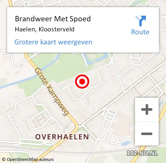 Locatie op kaart van de 112 melding: Brandweer Met Spoed Naar Haelen, Kloosterveld op 13 maart 2021 12:03