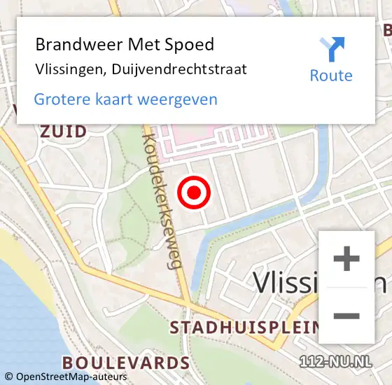 Locatie op kaart van de 112 melding: Brandweer Met Spoed Naar Vlissingen, Duijvendrechtstraat op 13 maart 2021 12:17