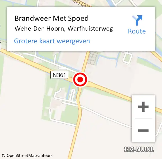 Locatie op kaart van de 112 melding: Brandweer Met Spoed Naar Wehe-Den Hoorn, Warfhuisterweg op 13 maart 2021 12:42