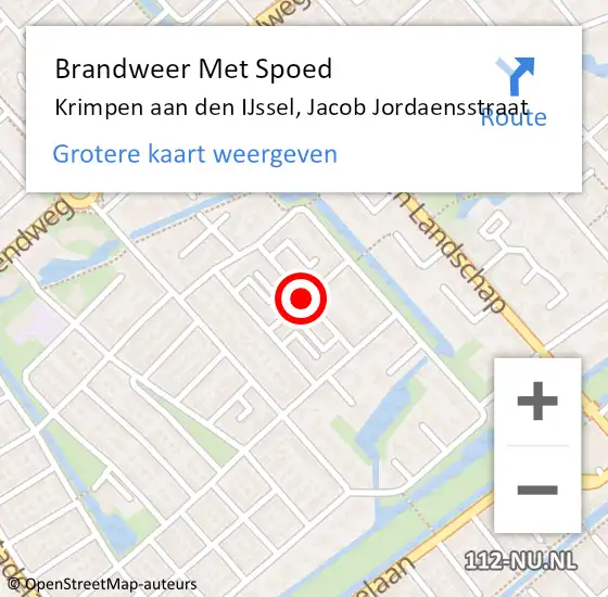 Locatie op kaart van de 112 melding: Brandweer Met Spoed Naar Krimpen aan den IJssel, Cornelis Trooststraat op 13 maart 2021 14:11