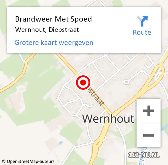 Locatie op kaart van de 112 melding: Brandweer Met Spoed Naar Wernhout, Diepstraat op 13 maart 2021 14:59