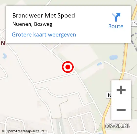 Locatie op kaart van de 112 melding: Brandweer Met Spoed Naar Nuenen, Bosweg op 13 maart 2021 15:00