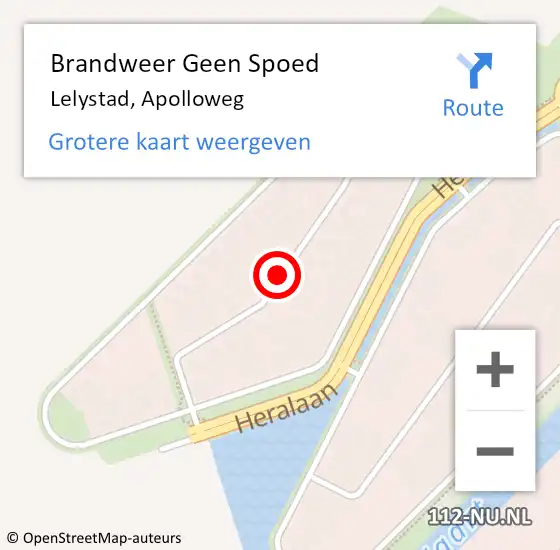 Locatie op kaart van de 112 melding: Brandweer Geen Spoed Naar Lelystad, Apolloweg op 13 maart 2021 15:05